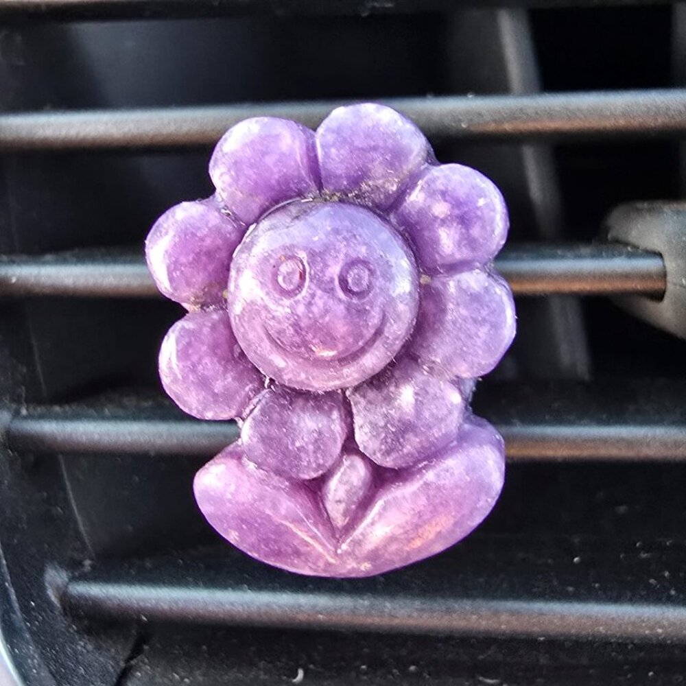 Lepidolite Sunflower Crystal Vent Clip - Picture 2 of 3